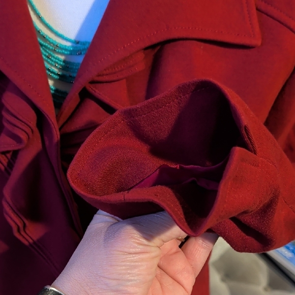 Chic Red Ruffle Women's Blazer - Picture 7 of 12